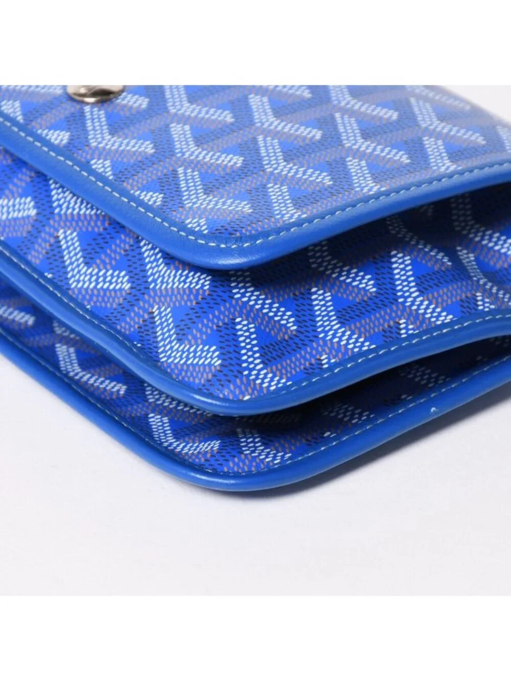 Goyard Plumet Pouch Wallet Shoulder Bag Blue Silver